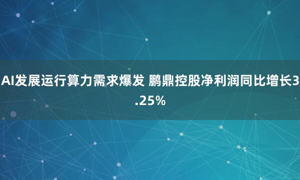 AI发展运行算力需求爆发 鹏鼎控股净利润同比增长3.25%
