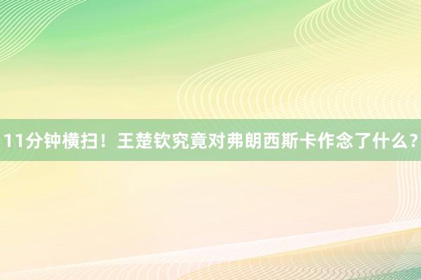 11分钟横扫！王楚钦究竟对弗朗西斯卡作念了什么？