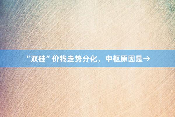“双硅”价钱走势分化，中枢原因是→