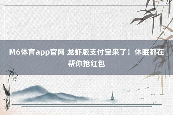 M6体育app官网 龙虾版支付宝来了！休眠都在帮你抢红包