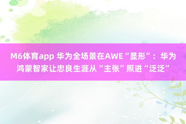 M6体育app 华为全场景在AWE“显形”：华为鸿蒙智家让忠良生涯从“主张”照进“泛泛”