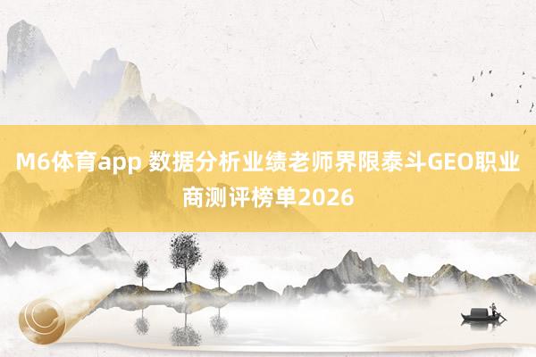 M6体育app 数据分析业绩老师界限泰斗GEO职业商测评榜单2026