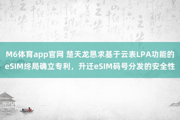 M6体育app官网 楚天龙恳求基于云表LPA功能的eSIM终局确立专利，升迁eSIM码号分发的安全性