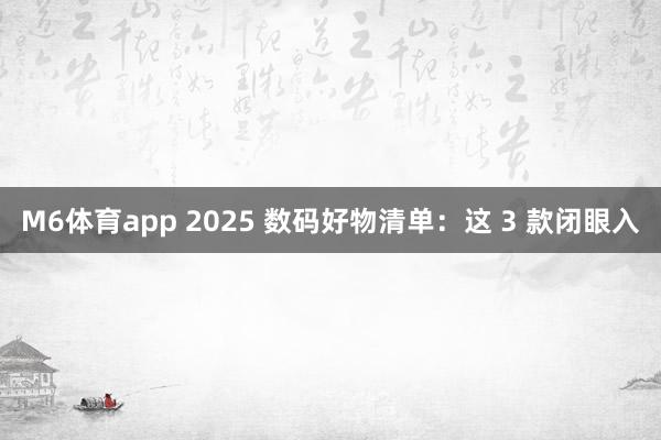 M6体育app 2025 数码好物清单：这 3 款闭眼入