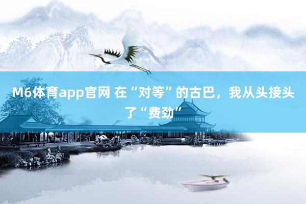 M6体育app官网 在“对等”的古巴，我从头接头了“费劲”