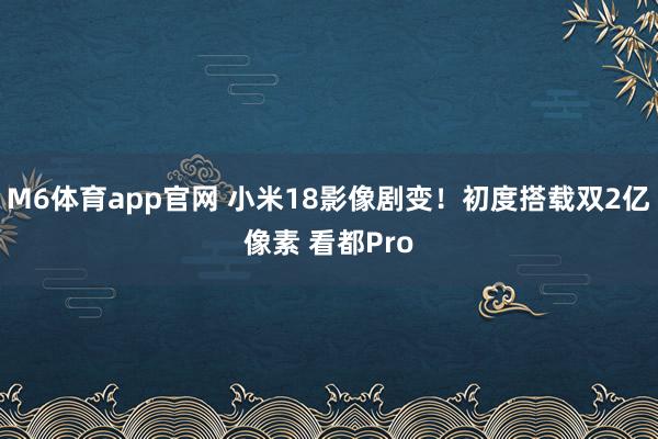 M6体育app官网 小米18影像剧变！初度搭载双2亿像素 看都Pro