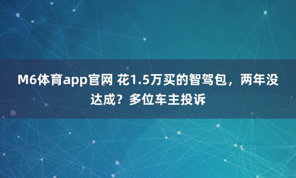 M6体育app官网 花1.5万买的智驾包，两年没达成？多位车主投诉