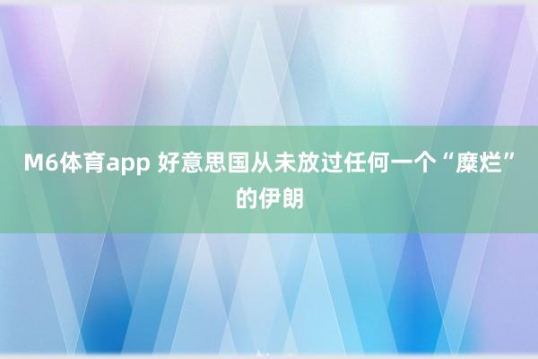 M6体育app 好意思国从未放过任何一个“糜烂”的伊朗