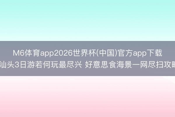 M6体育app2026世界杯(中国)官方app下载 汕头3日游若何玩最尽兴 好意思食海景一网尽扫攻略