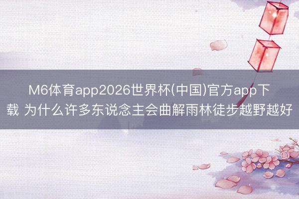 M6体育app2026世界杯(中国)官方app下载 为什么许多东说念主会曲解雨林徒步越野越好