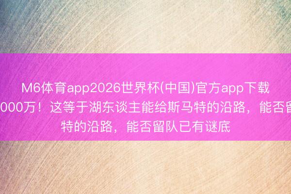 M6体育app2026世界杯(中国)官方app下载 2年2400-3000万！这等于湖东谈主能给斯马特的沿路，能否留队已有谜底