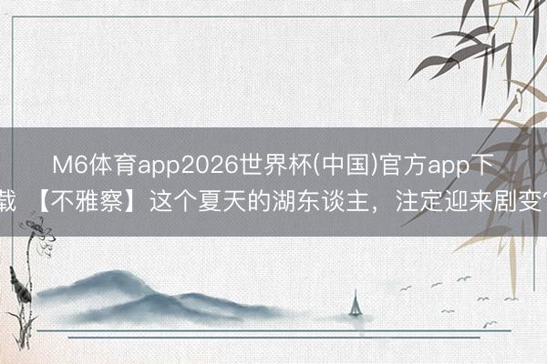 M6体育app2026世界杯(中国)官方app下载 【不雅察】这个夏天的湖东谈主，注定迎来剧变？